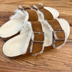 Birkenstock Brown Shearling Lined Arizona sandals